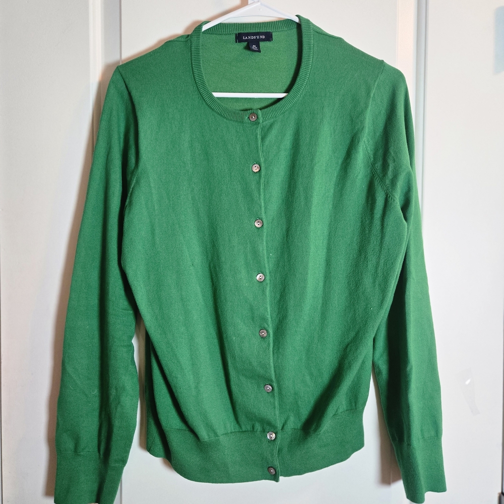 Lands' End Vibrant Green Women's Cardigan